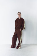 Brown Track Pants With Yellow Stripes