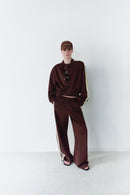 Brown Track Pants With Yellow Stripes