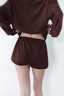 Brown Unisex Mini Lace-up Short
