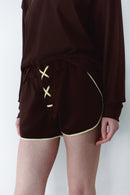 Brown Unisex Mini Lace-up Short