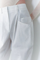 White Unisex Lightweight Gabardine Pants With Big Pockets