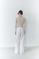 White Unisex Lightweight Gabardine Pants With Big Pockets
