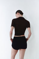 Black Unisex Mini Short With Zipper