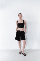 Black Cropped Top With Braided Bust Details