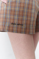 Brown Plaid Short With Button Details