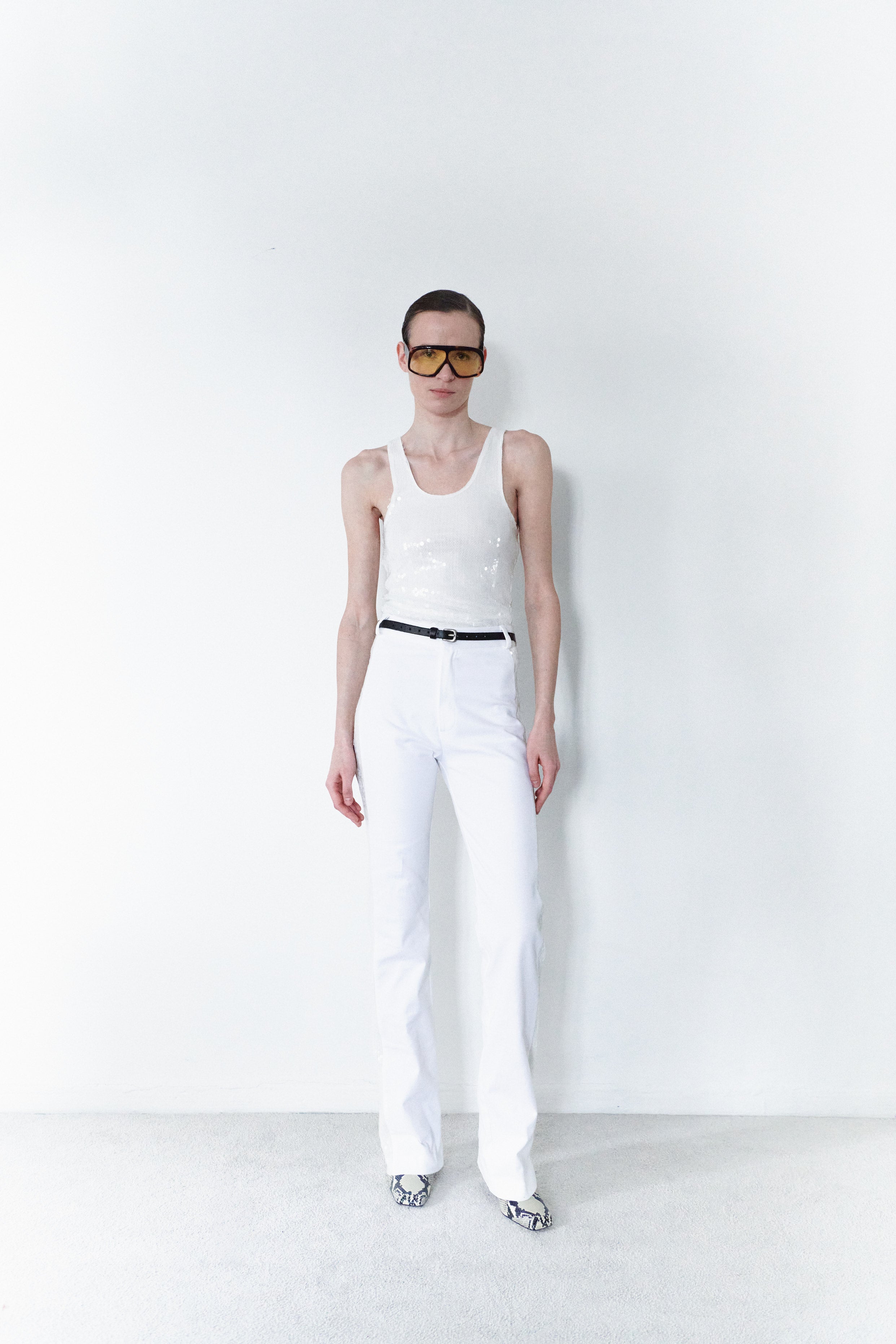 White Sequin Tank Top