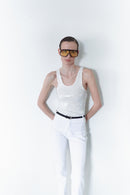 White Sequin Tank Top