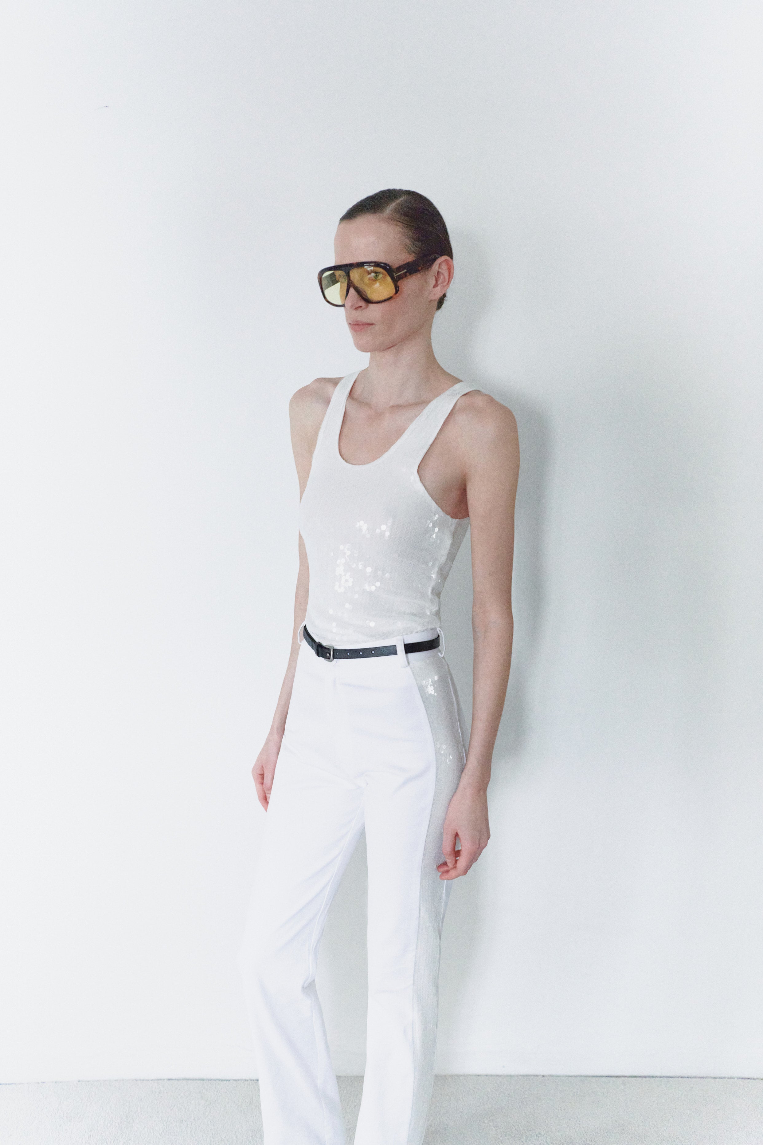 White Sequin Tank Top