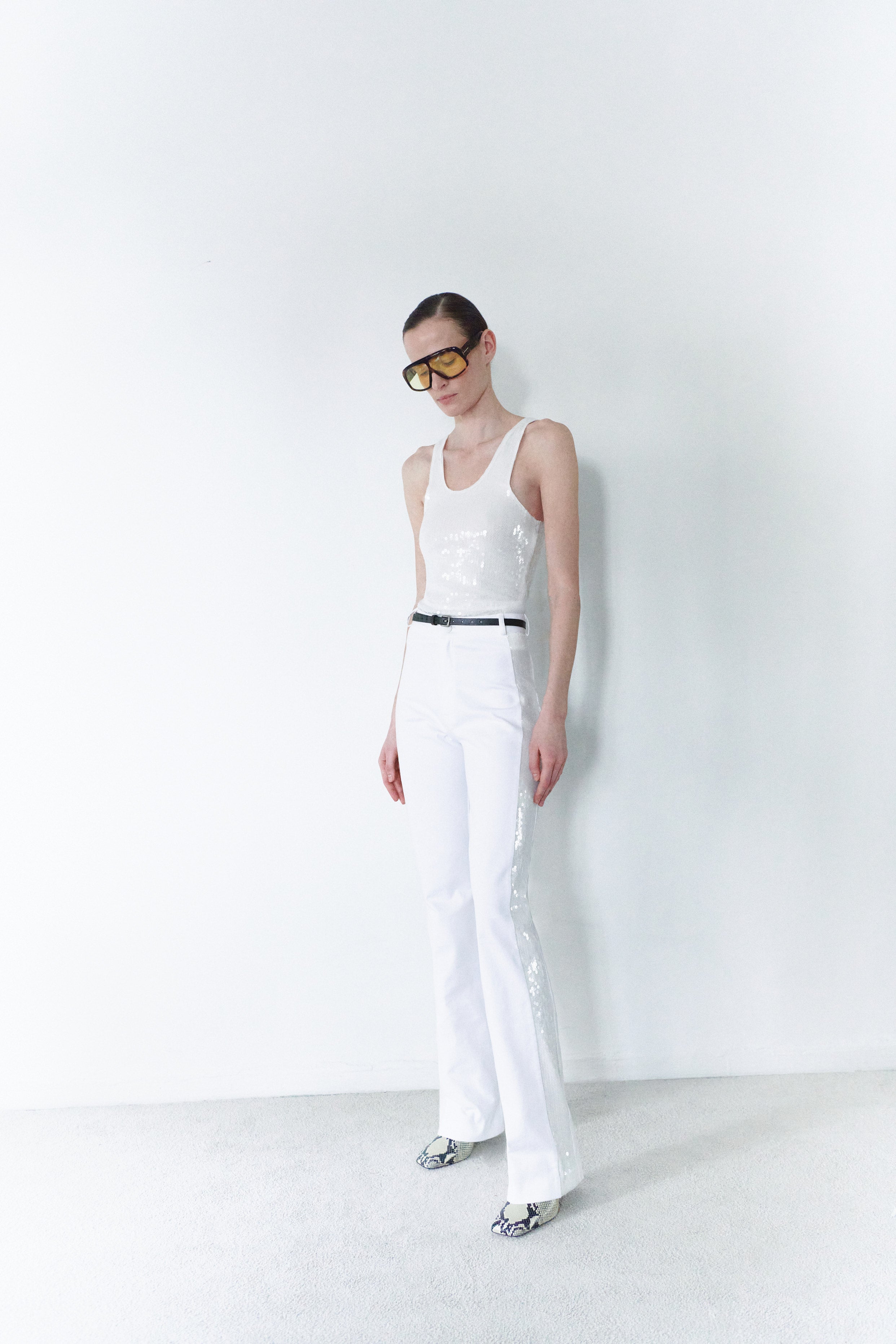 White Sequin Tank Top