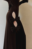 Brown Cut-Out Dress with Gloves