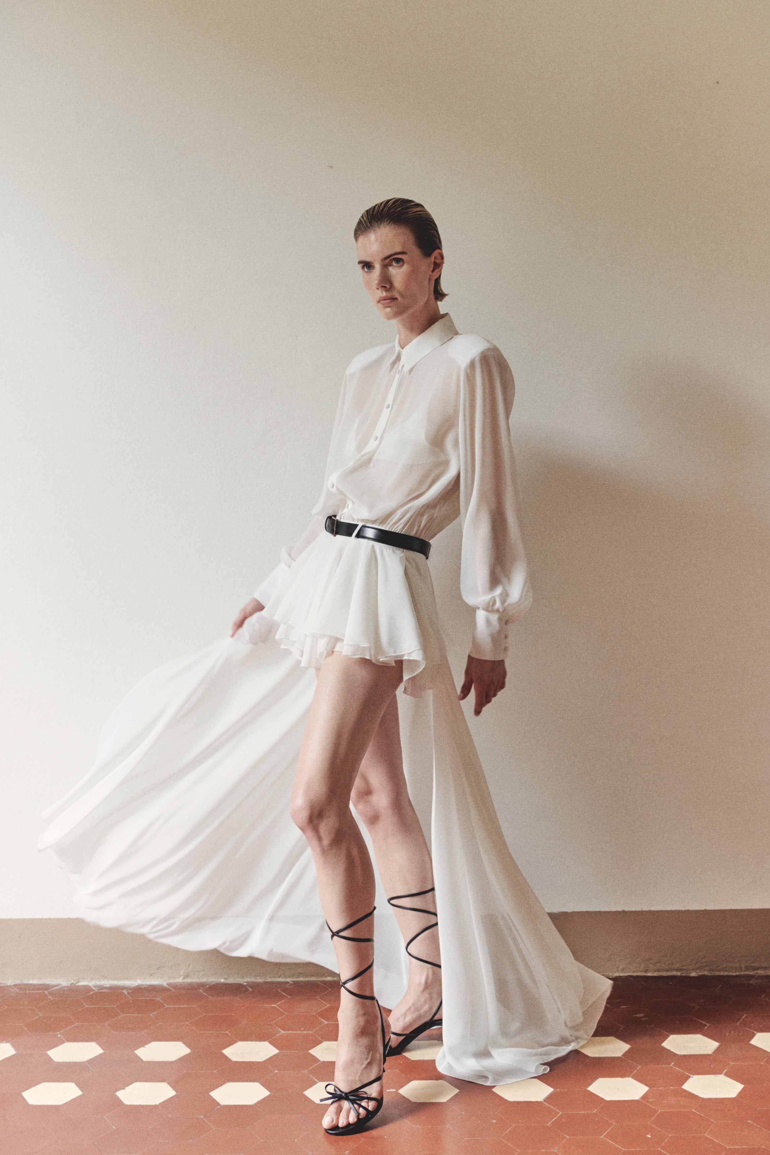 white chiffon shirt dress Chiffon Shirt Dress White Amanda Maria