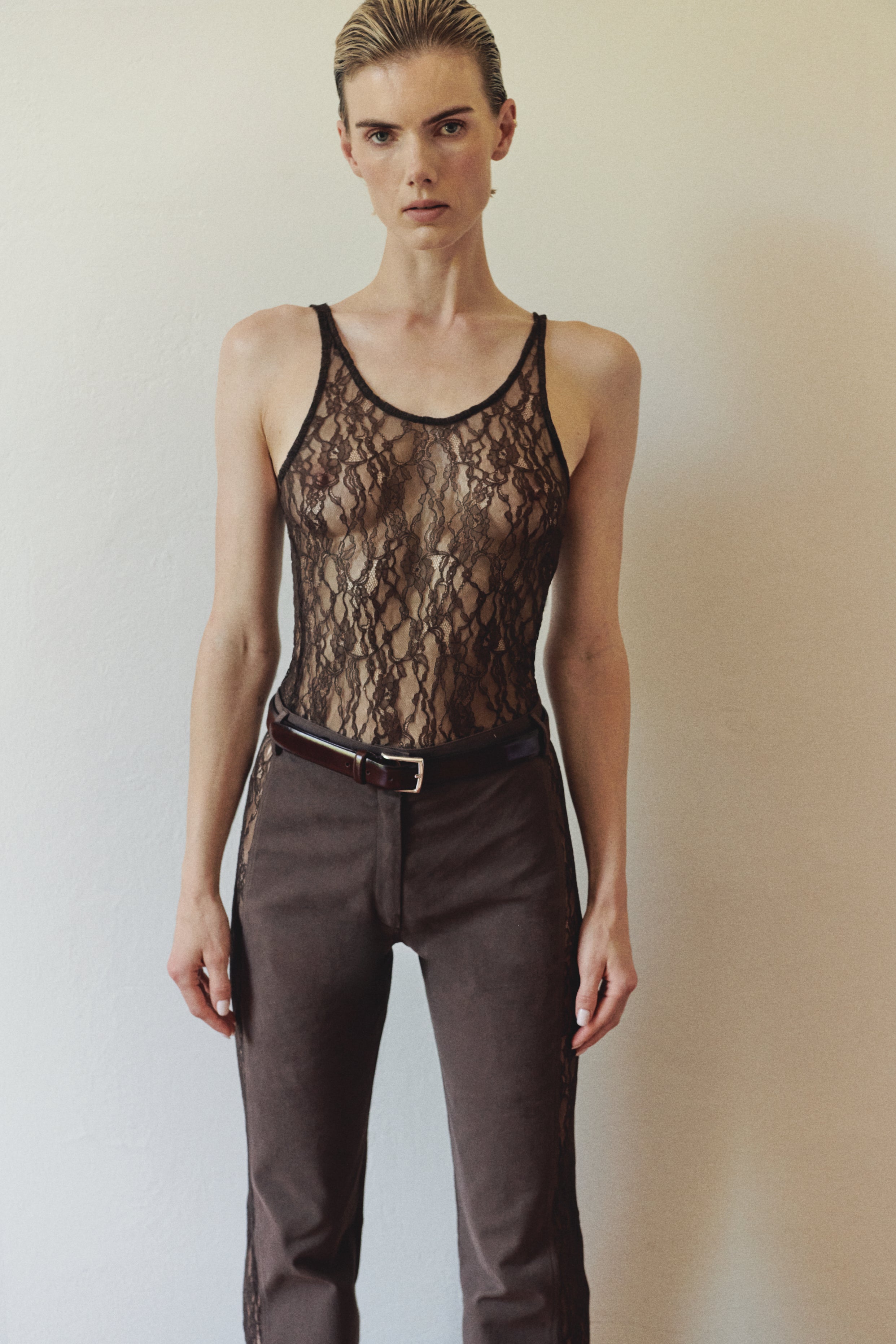 Brown Lace Tank Top