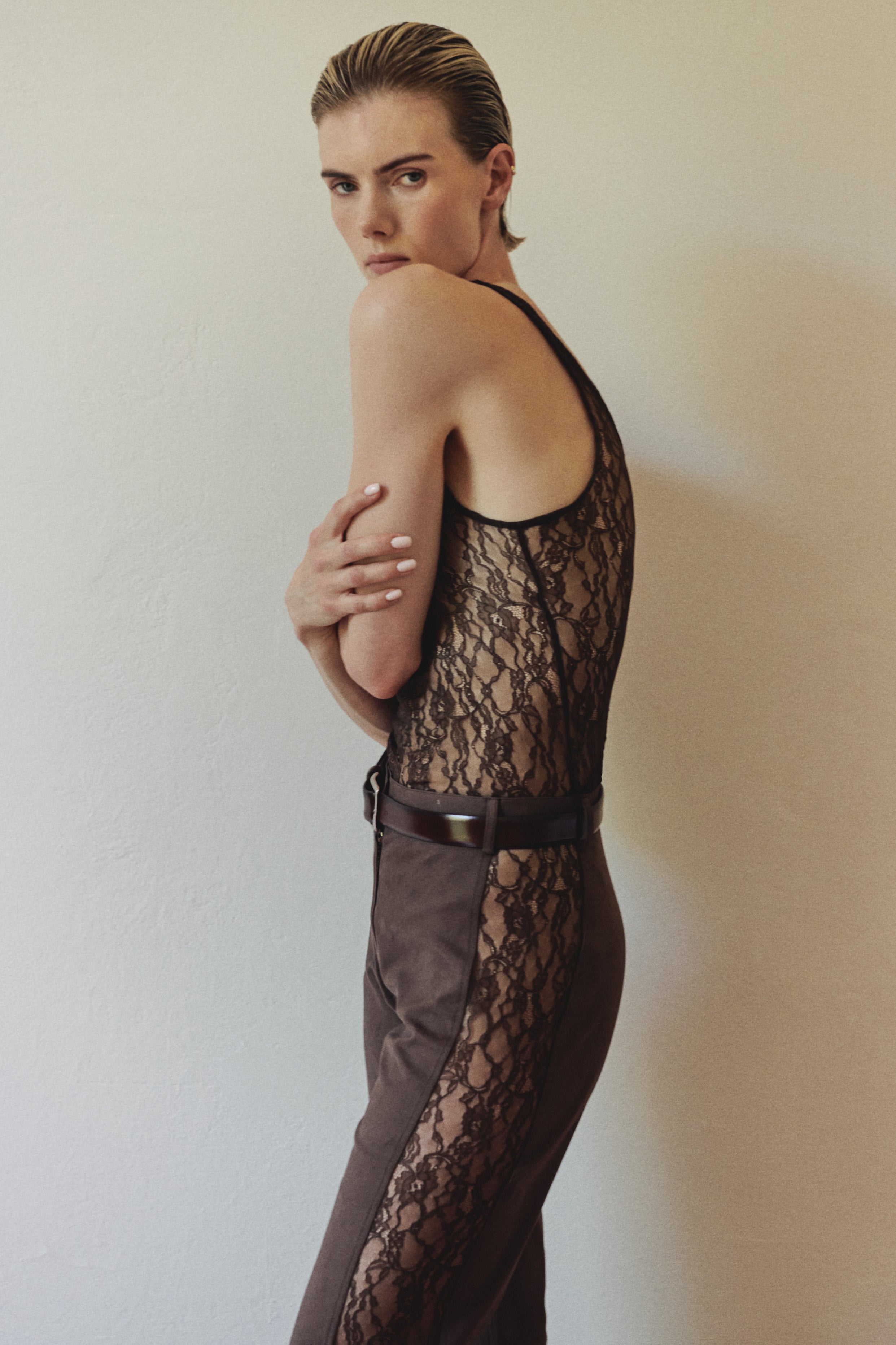 Brown Lace Tank Top