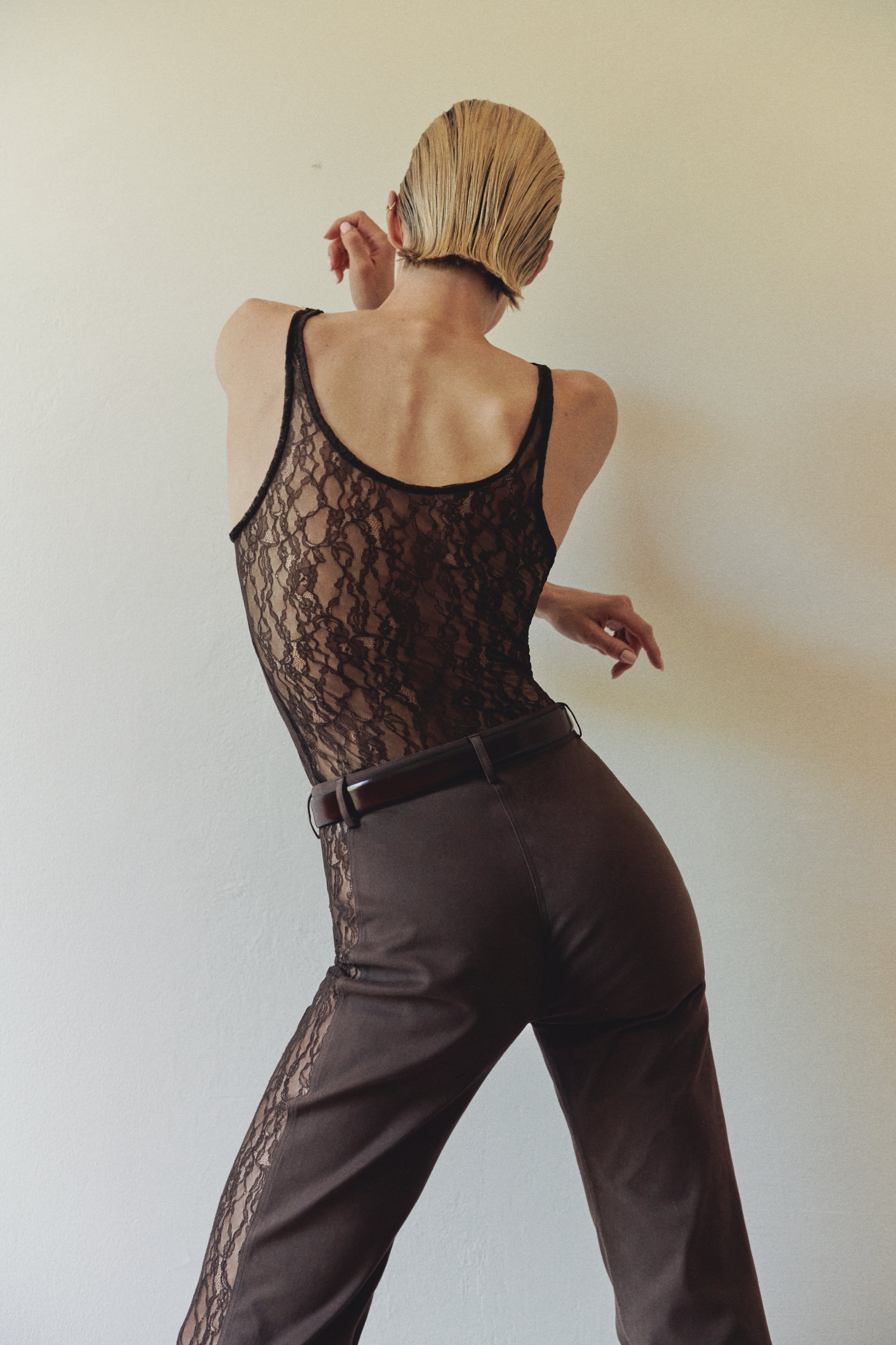 Brown Lace Tank Top