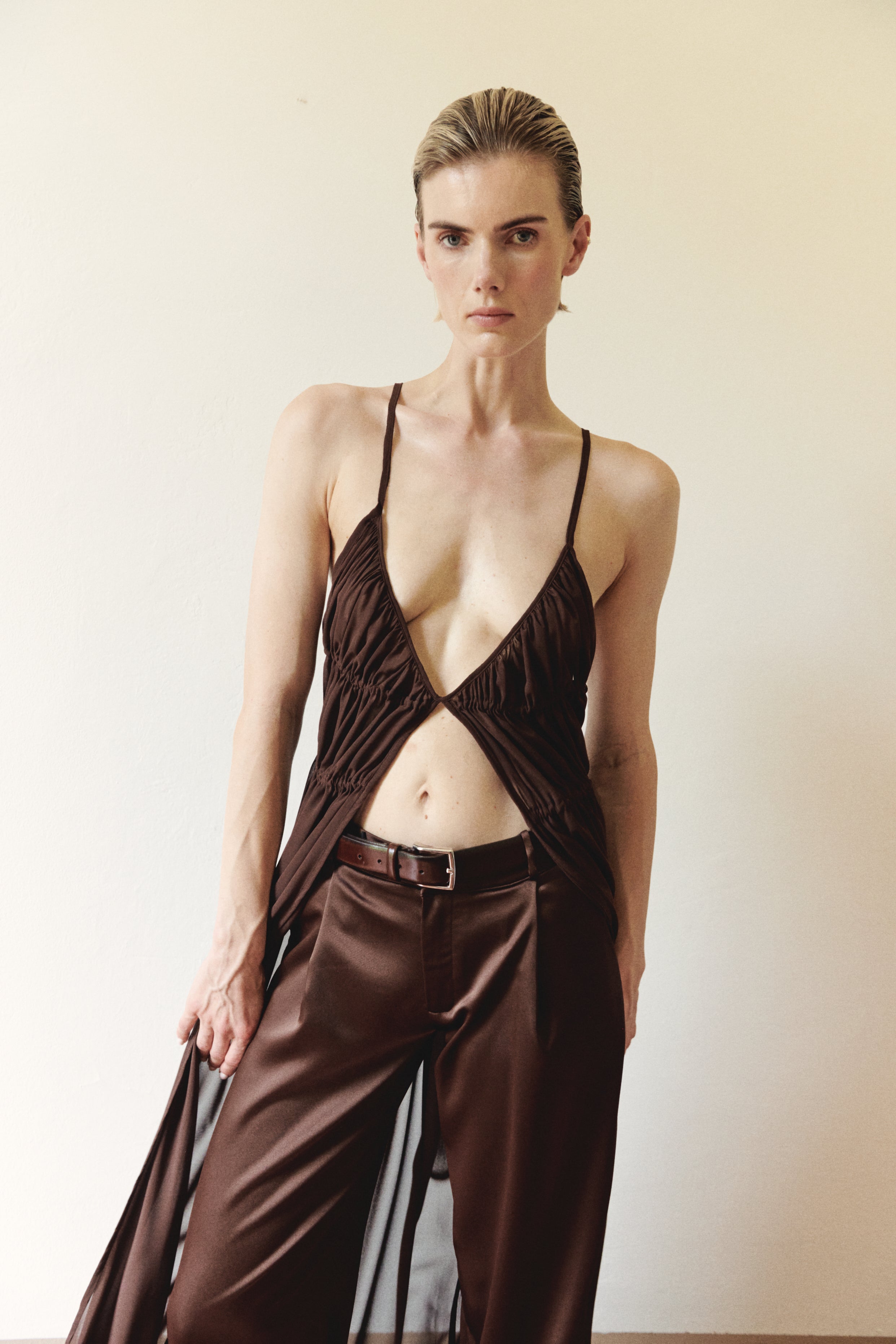 Brown Chiffon Top