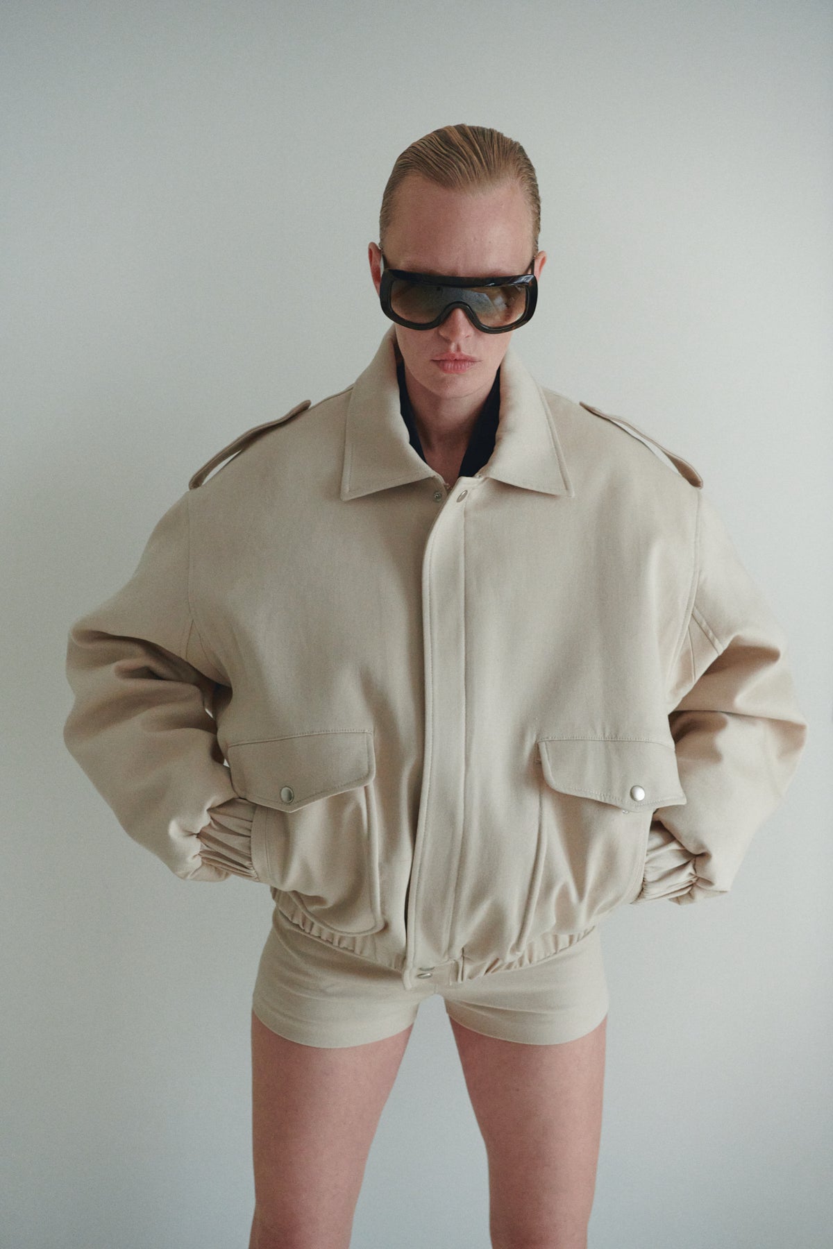 Beumer Jacket Beige Unisex Oversize Bomber Jacket With Pockets – LEAM ALMES