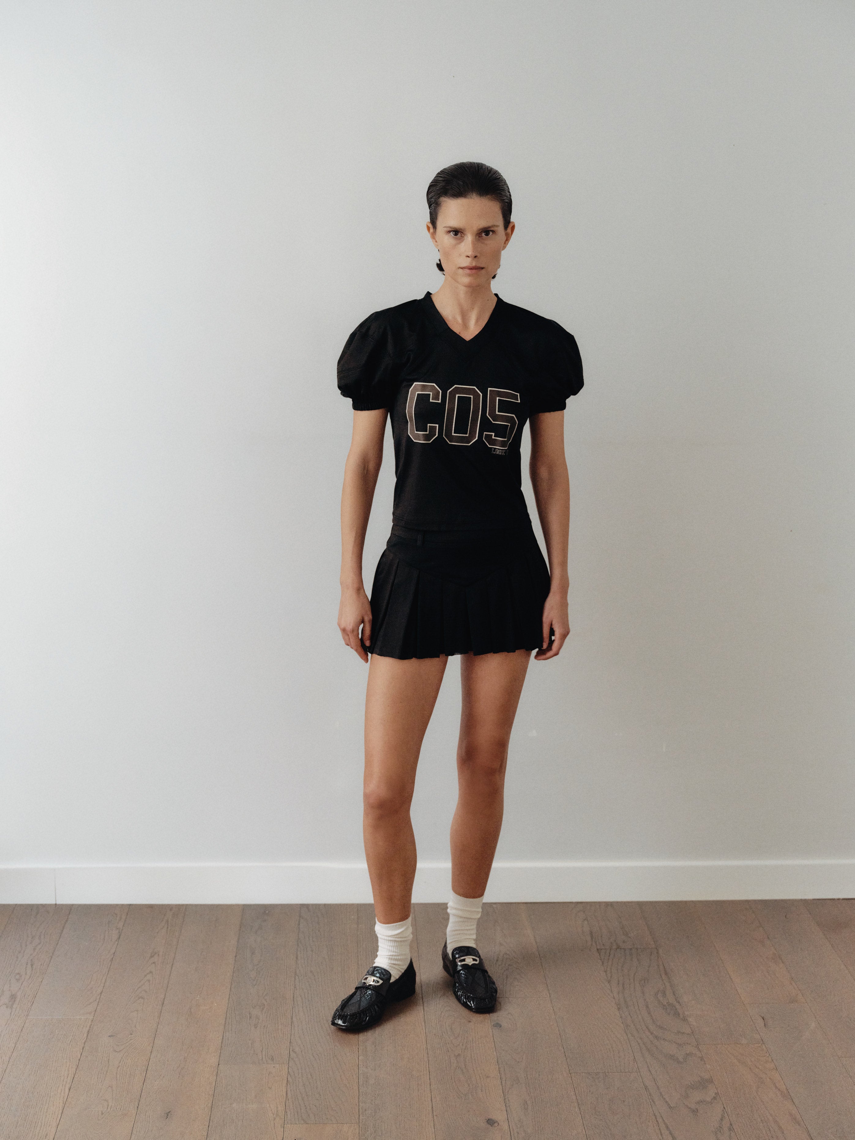 Siyah File Pileli Şort Etek