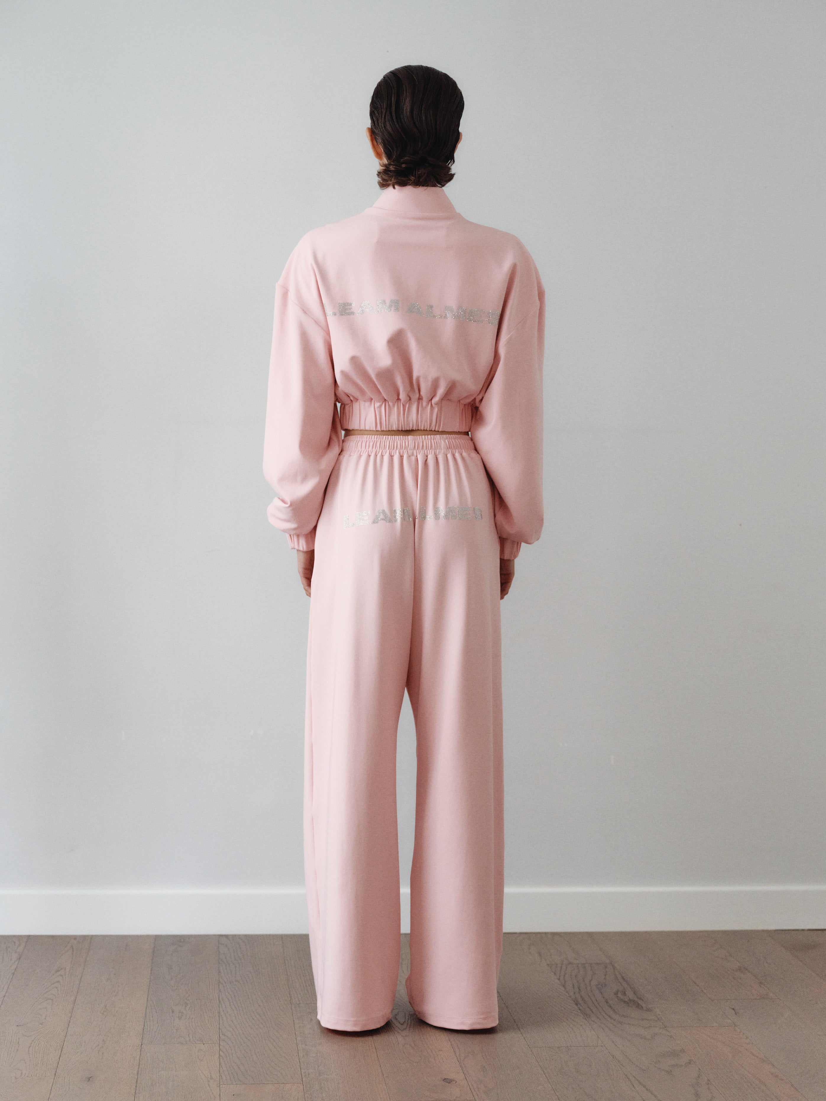 Pink Cropped Sweatshirt with Logo Print