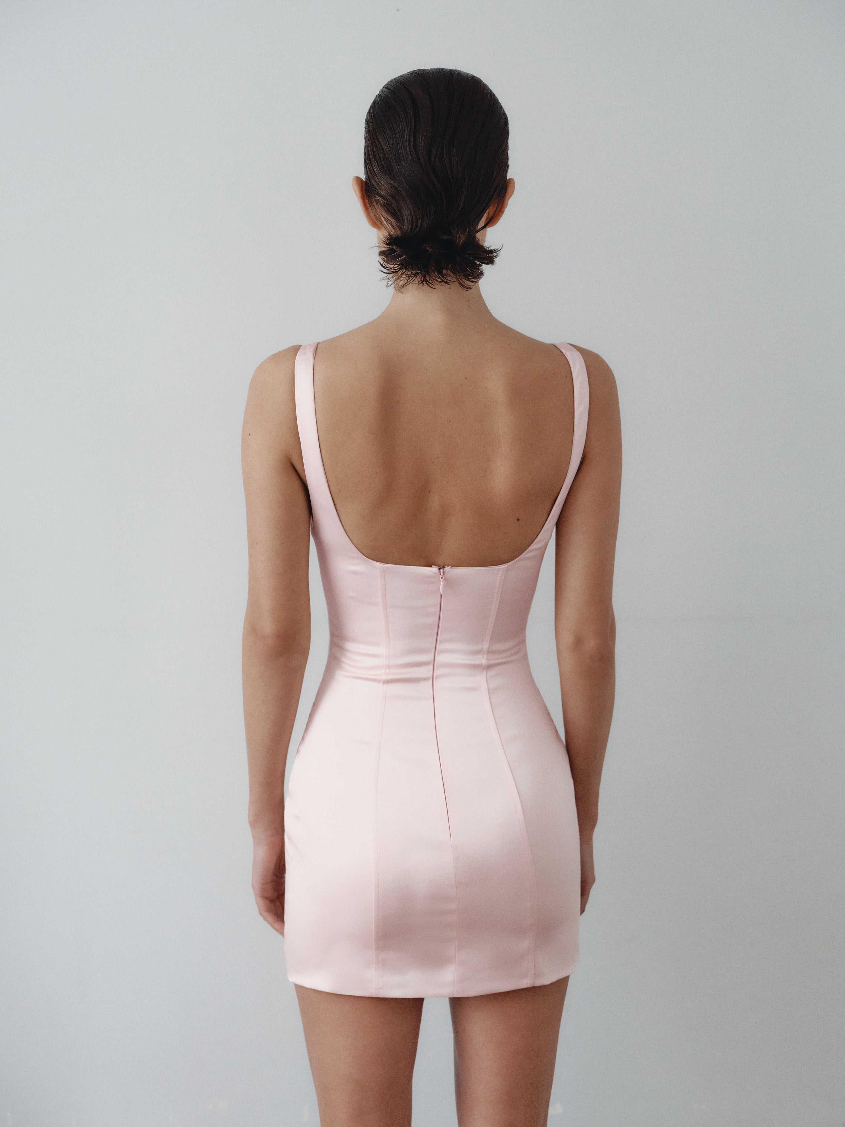 light pink satin mini dress Give Me 10 Days Mini Dress