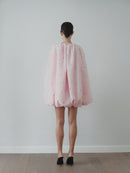 Açık Pembe Tafta Eldivenli Balon Elbise