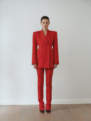 Kırmızı Fermuar Detayla Pantolon