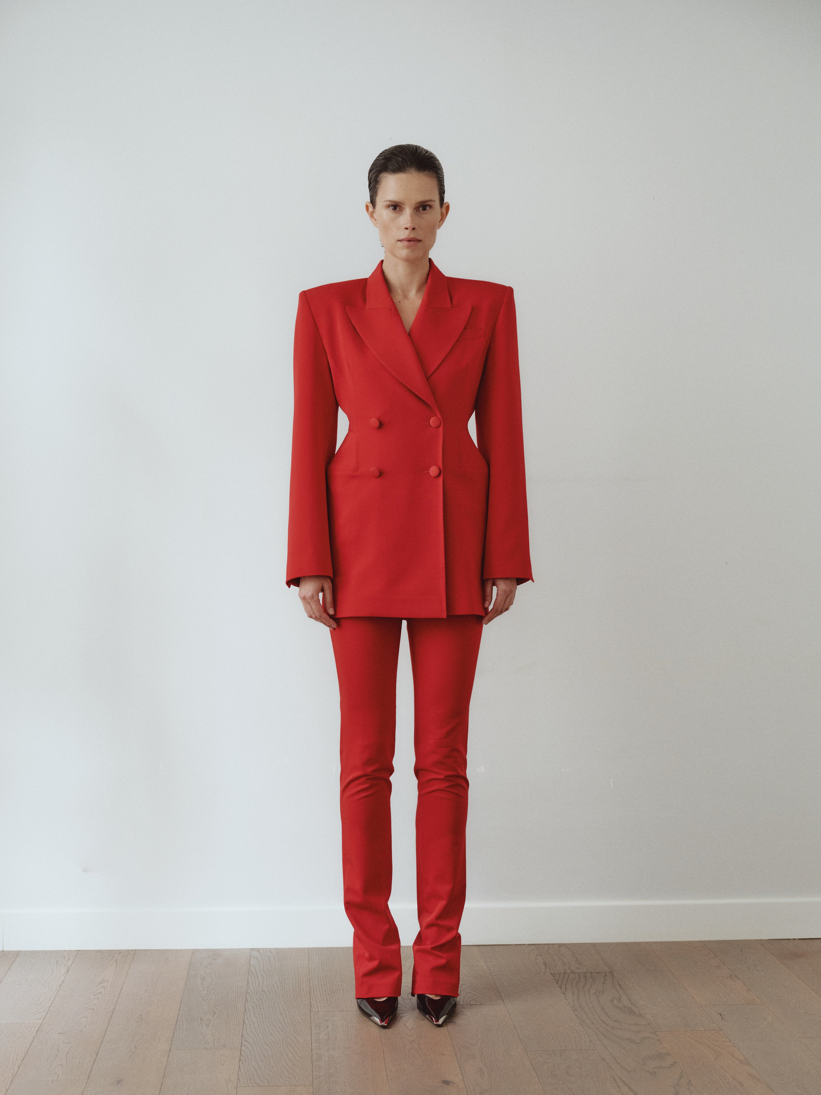 Kırmızı Fermuar Detayla Pantolon