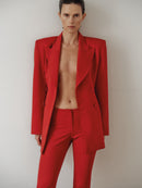 Kırmızı Belden Oturan Blazer Ceket