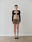 Gold Mesh Mini Skirt with Hand-Made Gold Pleated Belt