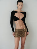 Gold Mesh Mini Skirt with Hand-Made Gold Pleated Belt