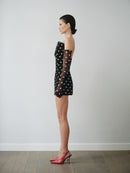 Structure Yaka Hatlı Puantiyeli Mini Elbise