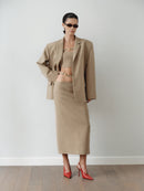 Camel Crop Top with Hand-Made Gold Pleated Accesory