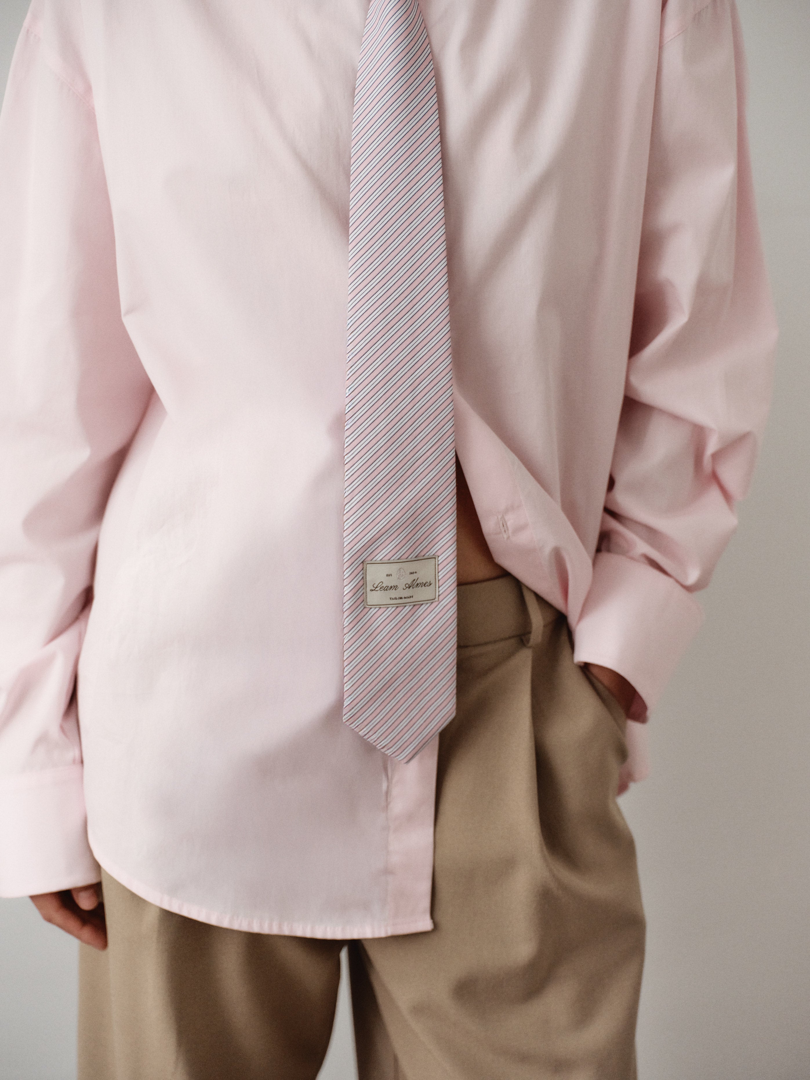 Light Pink Oversize Unisex Shirt with Tie
