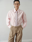 Light Pink Oversize Unisex Shirt with Tie