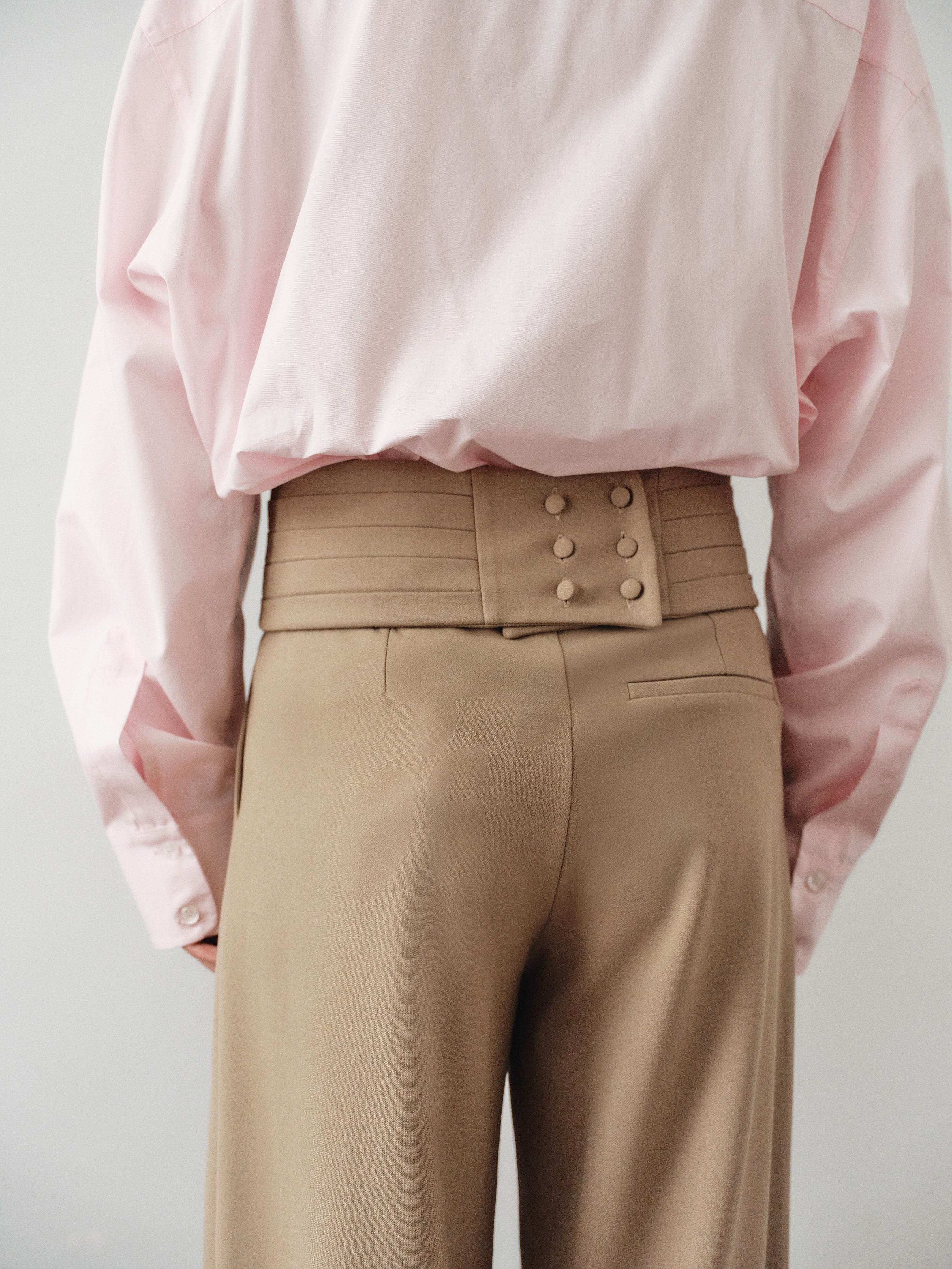 Camel Unisex Pants With Adjustable Cummerbund