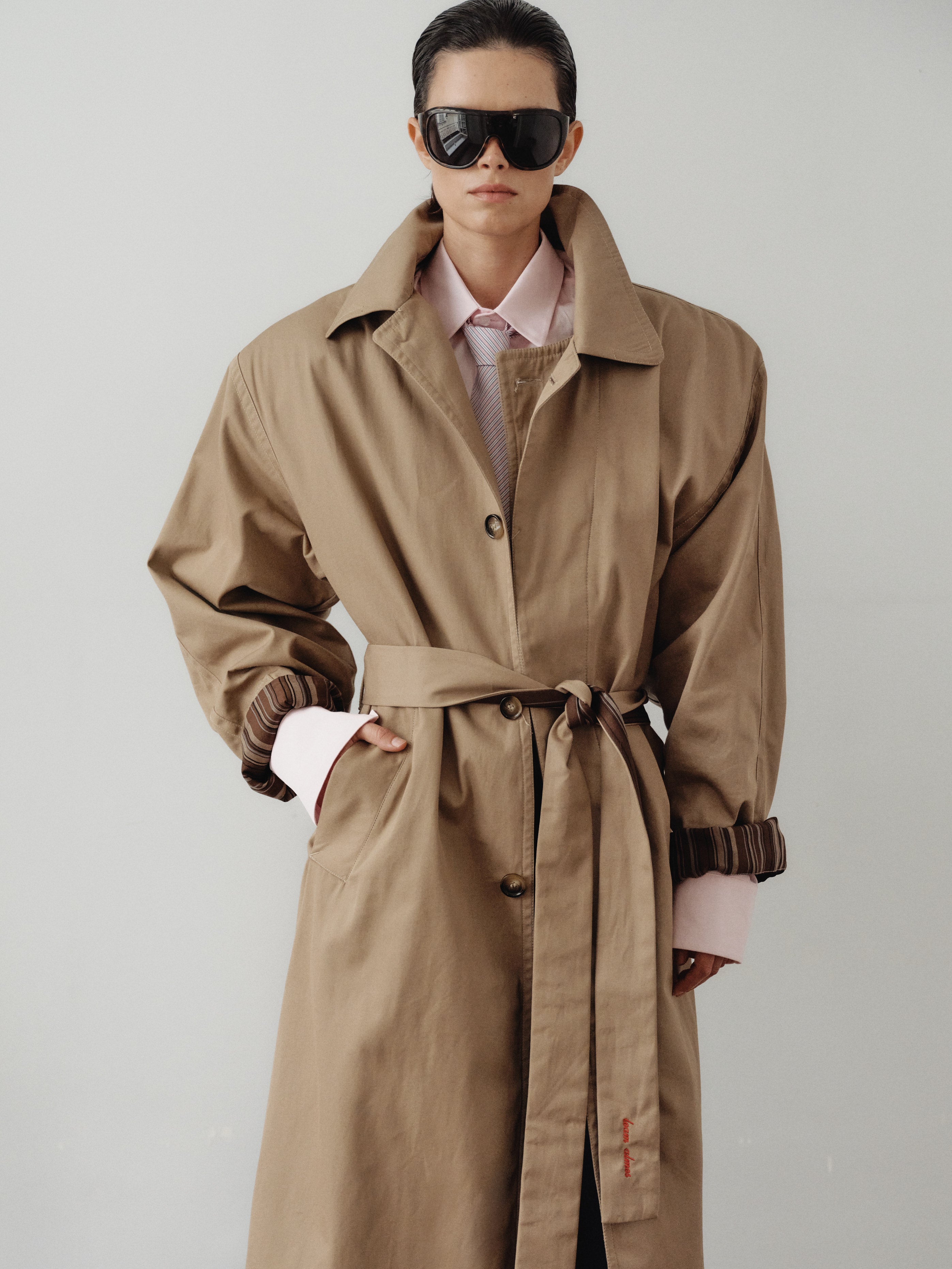 Mink Colored Water Repellant Recycled Cotton Trenchcoat
