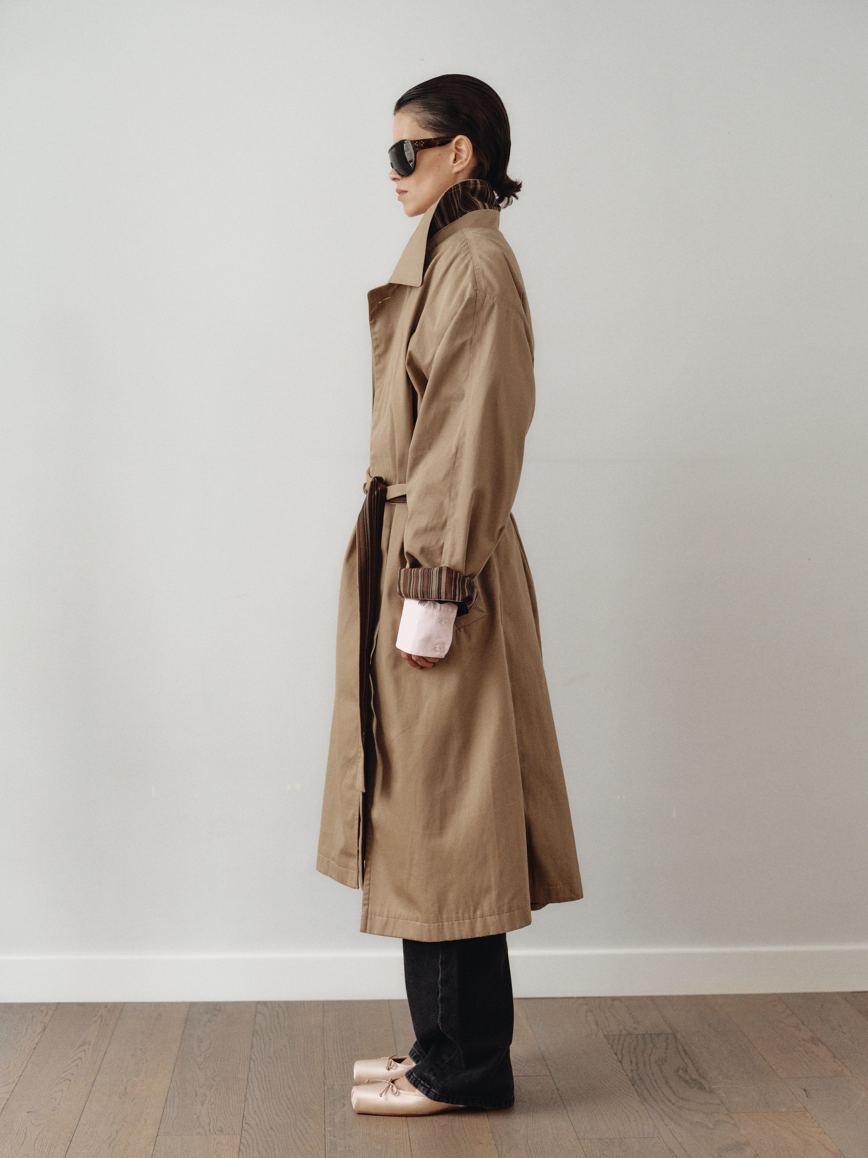 Mink Colored Water Repellant Recycled Cotton Trenchcoat