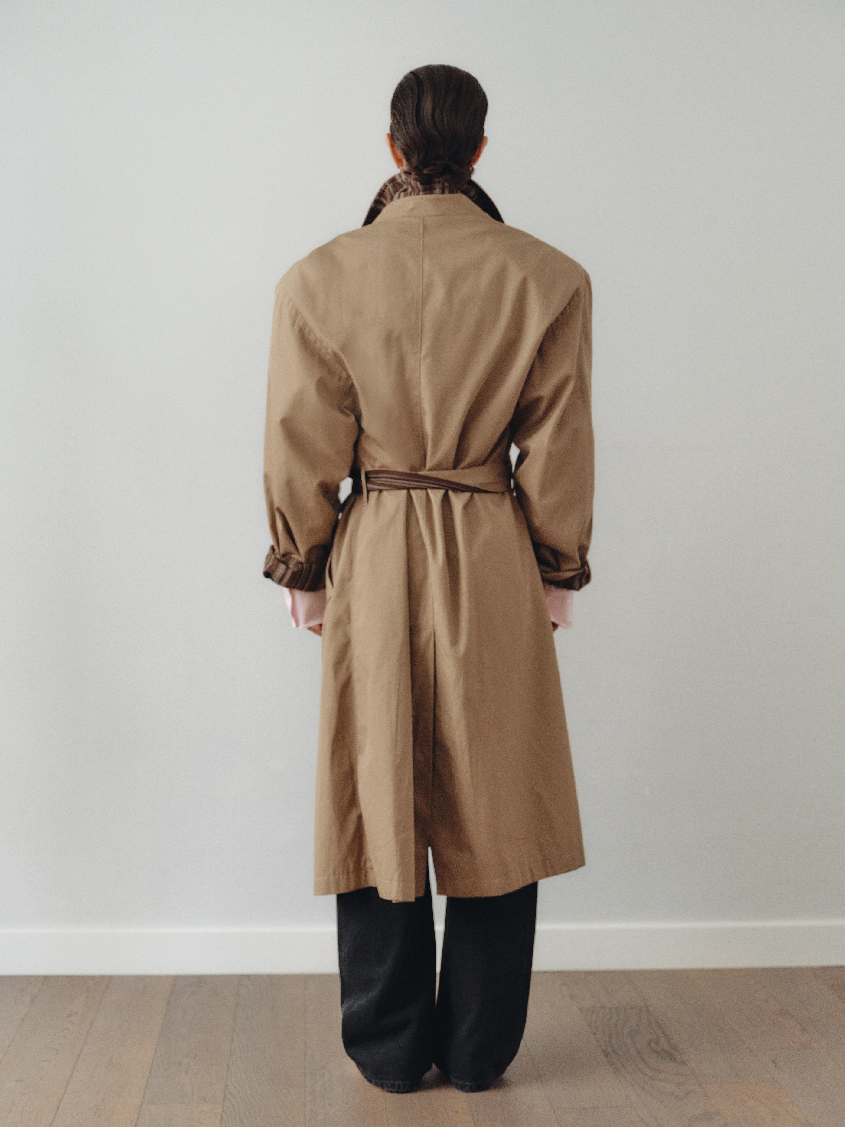 Mink Colored Water Repellant Recycled Cotton Trenchcoat