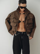 Khaki Water Repellant Cargo Jacket
