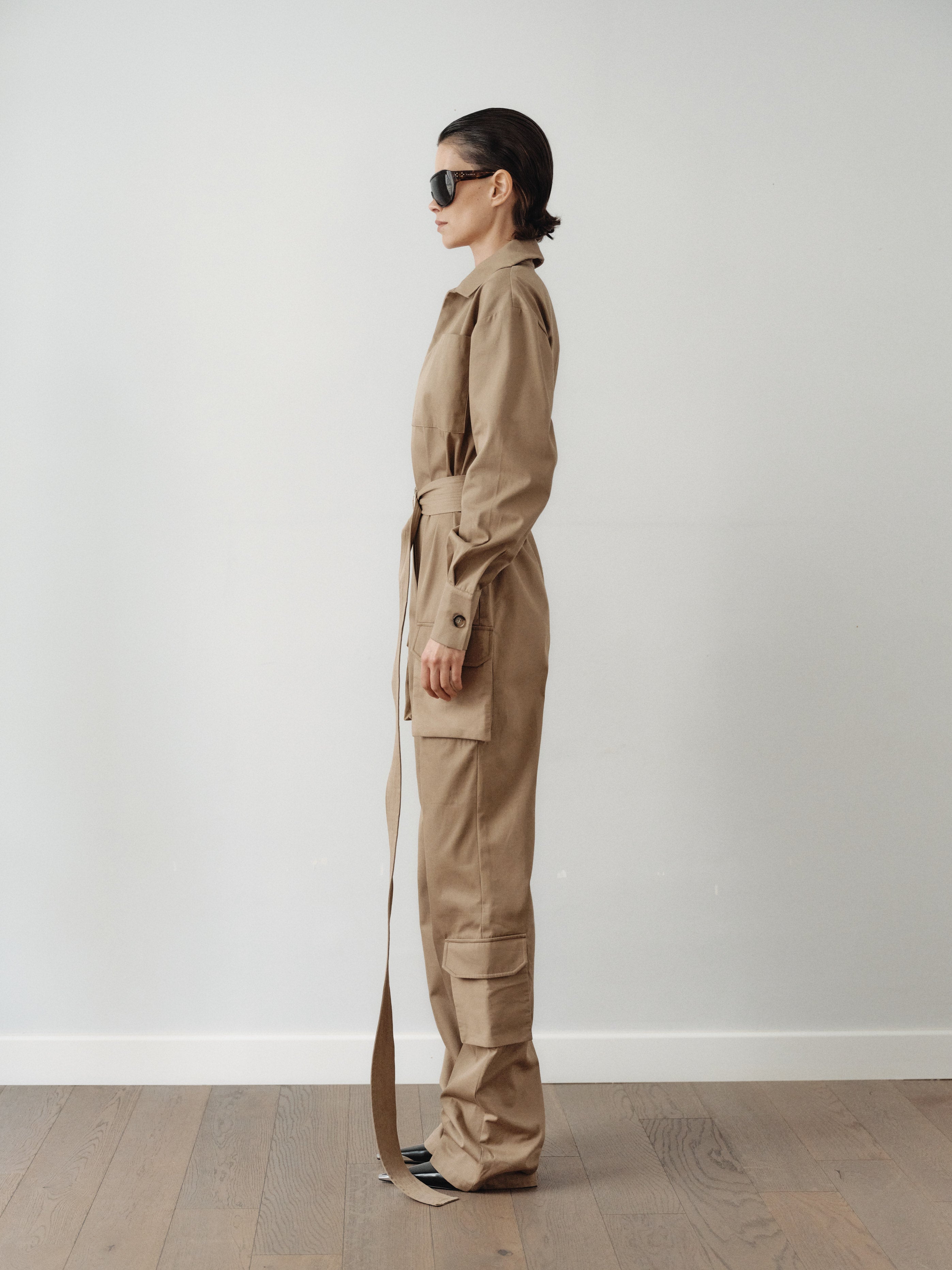 Geri Dönüştürülmüş Pamuklu Kumaştan Vizon Kargo Tulum