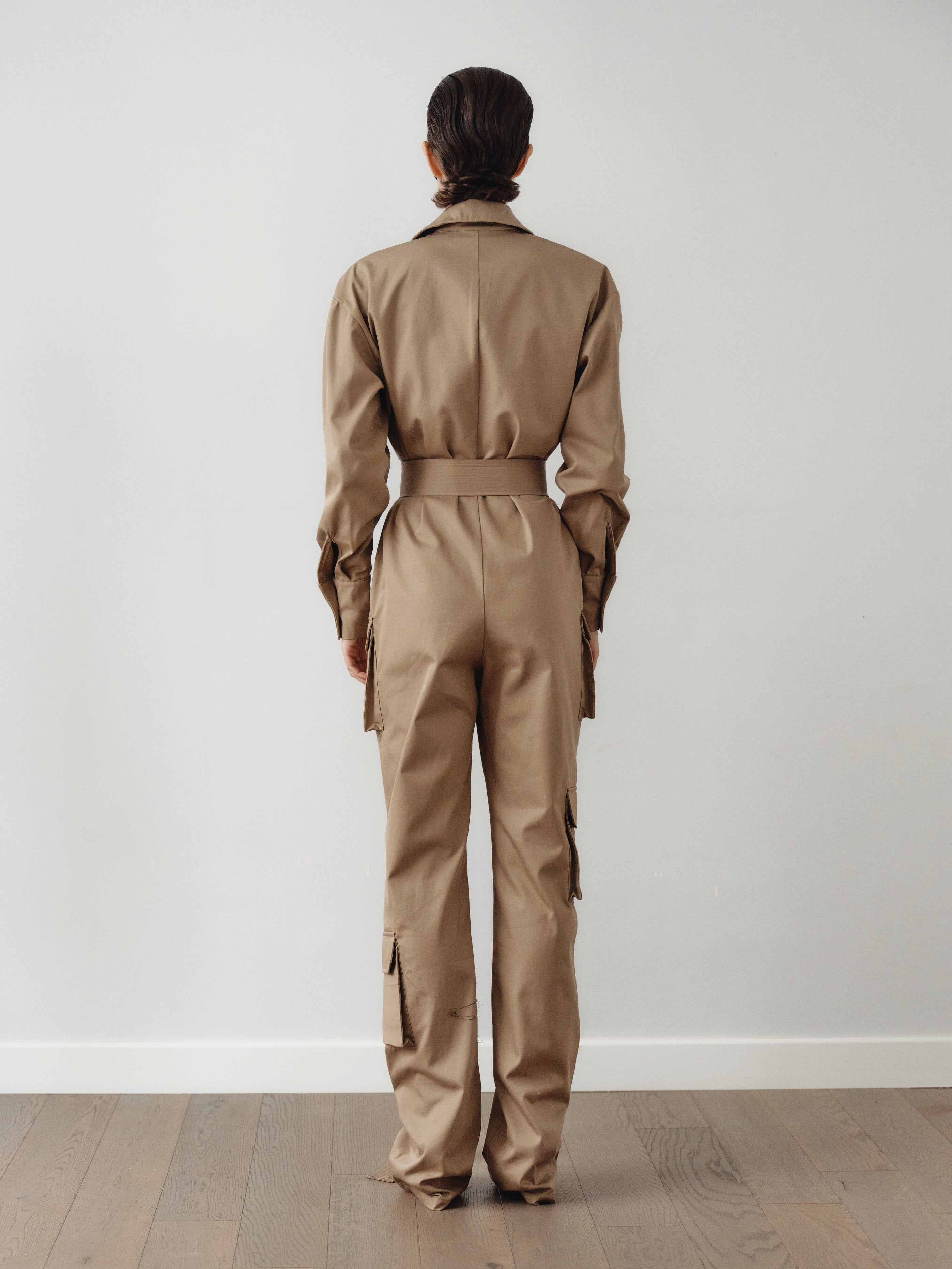 Geri Dönüştürülmüş Pamuklu Kumaştan Vizon Kargo Tulum