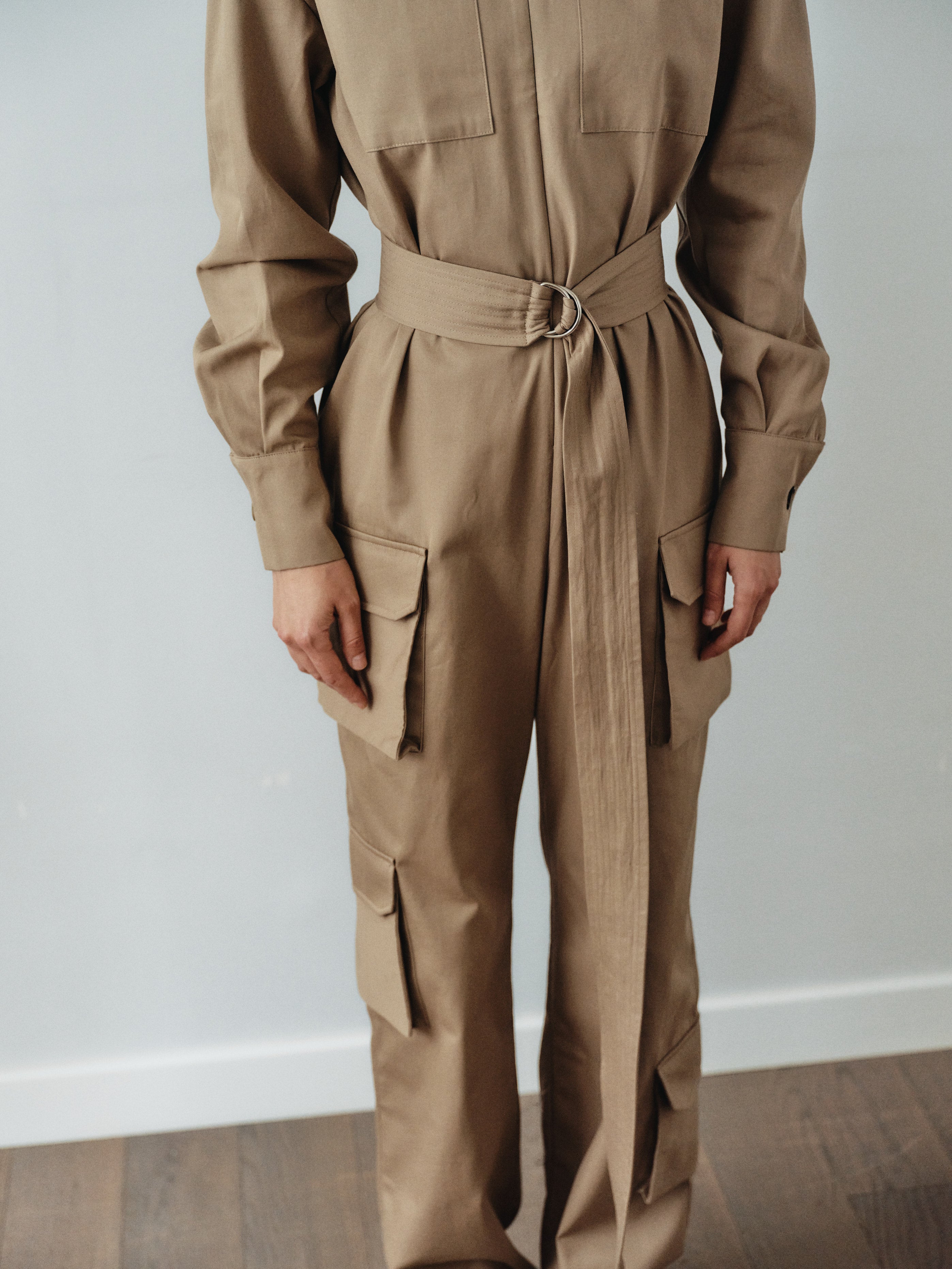 Geri Dönüştürülmüş Pamuklu Kumaştan Vizon Kargo Tulum