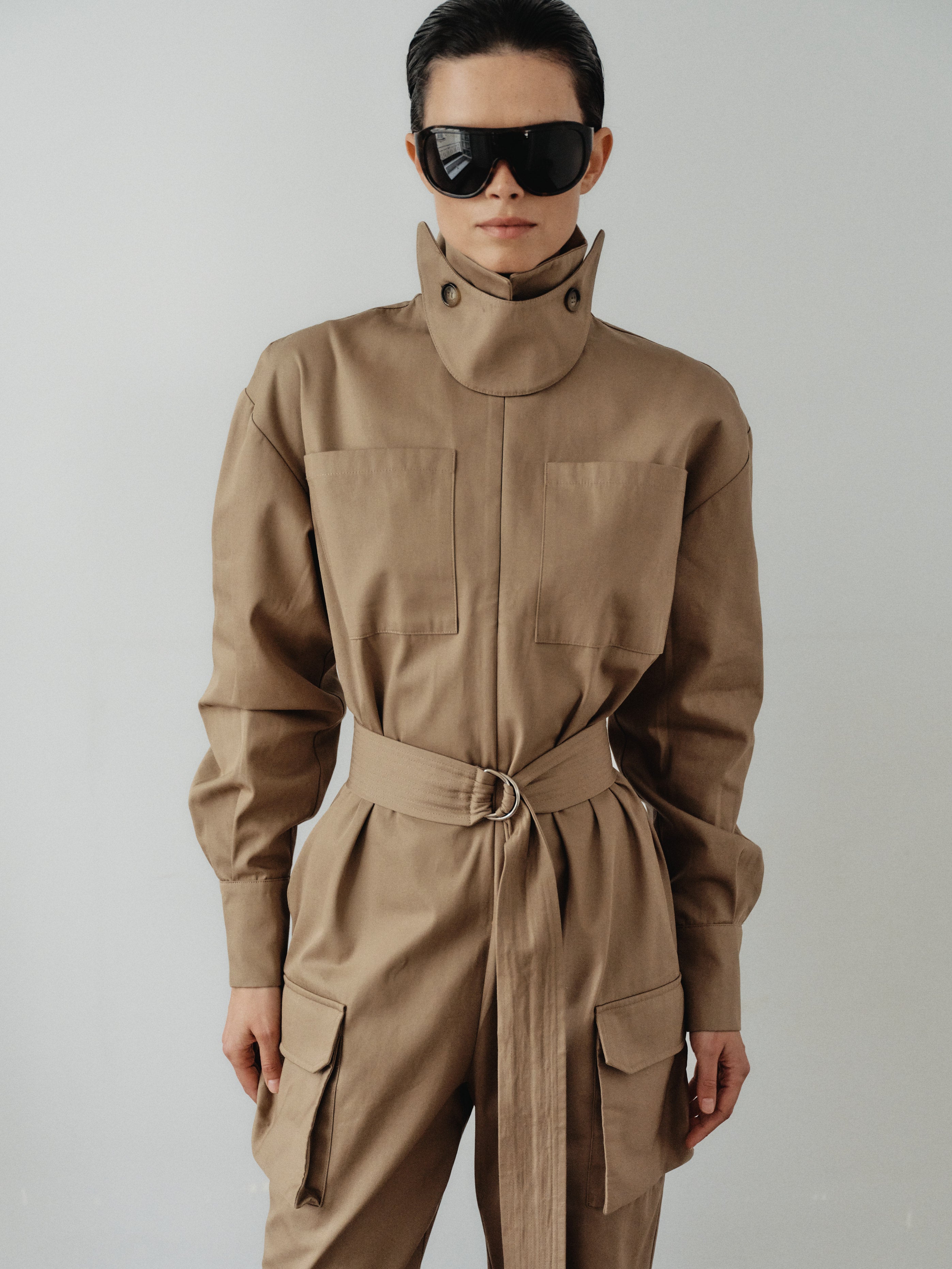 Geri Dönüştürülmüş Pamuklu Kumaştan Vizon Kargo Tulum