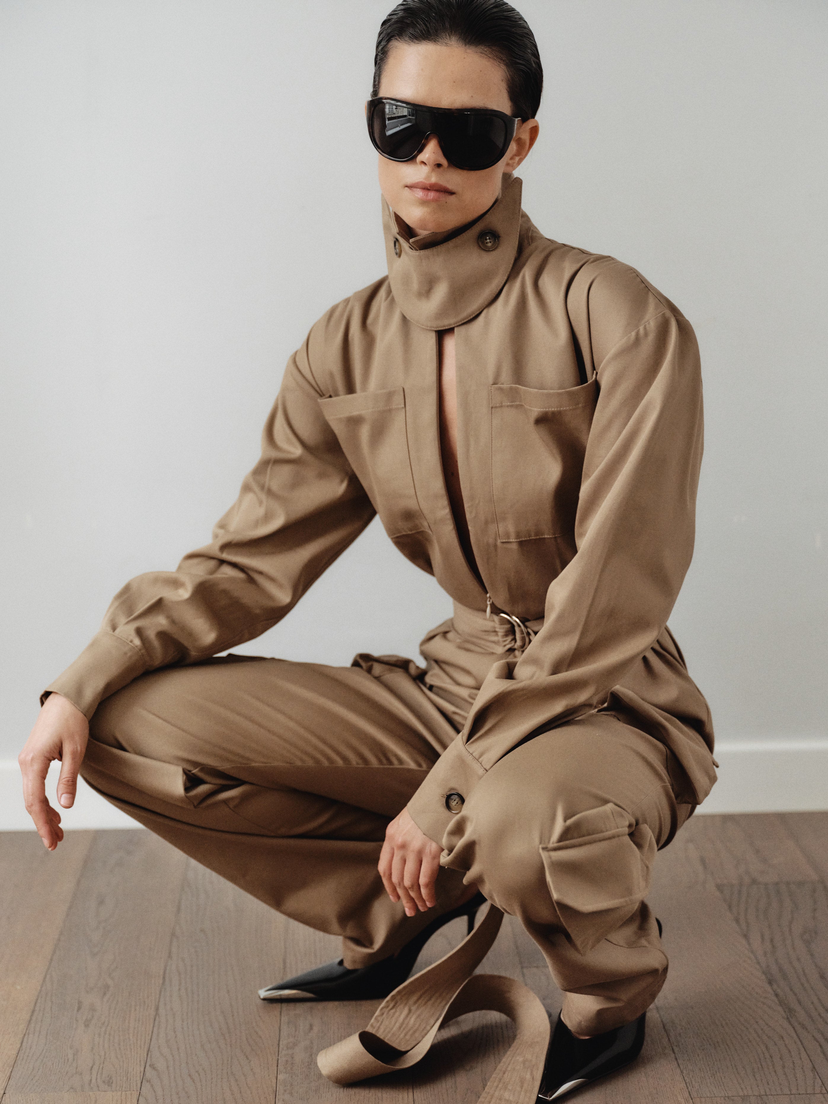 Geri Dönüştürülmüş Pamuklu Kumaştan Vizon Kargo Tulum