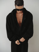 Black Cotton Hooded Sweatshirt