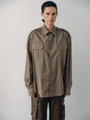 Khaki Oversized Unisex Shirt with Pockets