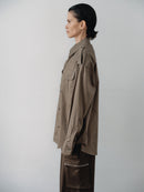 Khaki Oversized Unisex Shirt with Pockets