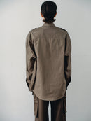 Khaki Oversized Unisex Shirt with Pockets
