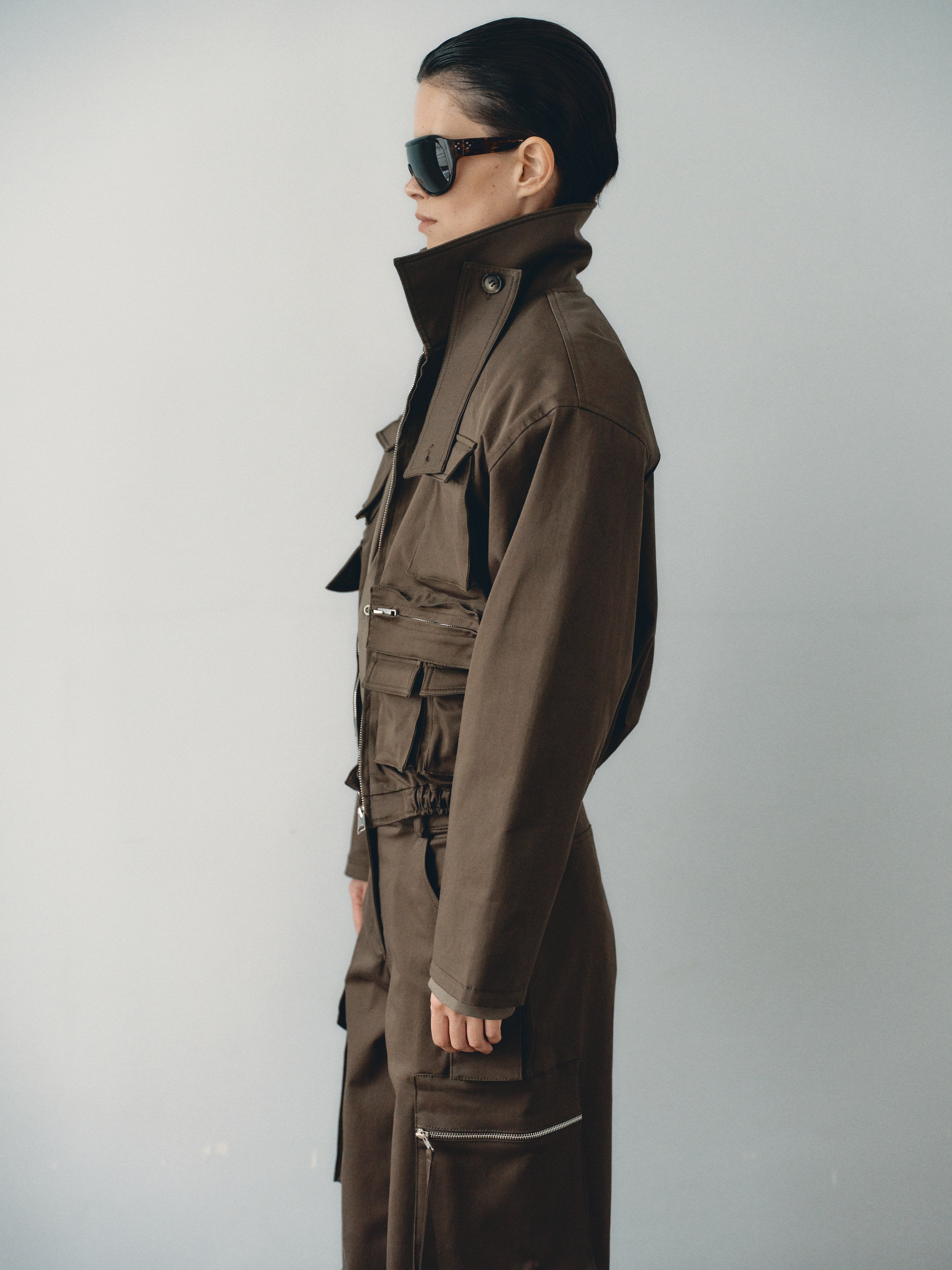 Khaki Water Repellant Cargo Jacket