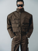 Khaki Water Repellant Cargo Jacket