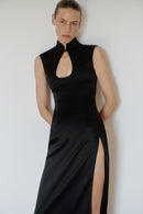 Black Maxi Dress with Cut Out and Side Slit